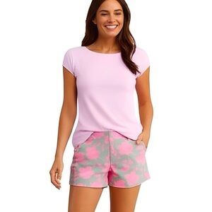 𝅺PINK & Khaki Green Floral Shorts Size 4